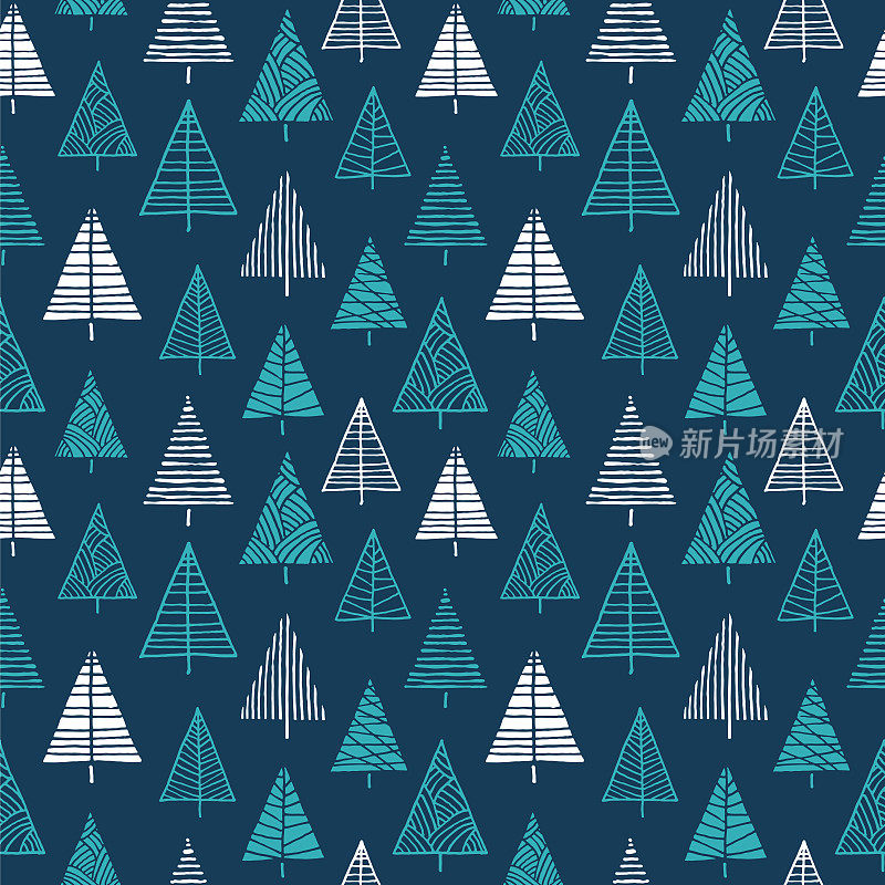 Christmas tree seamless pattern background.